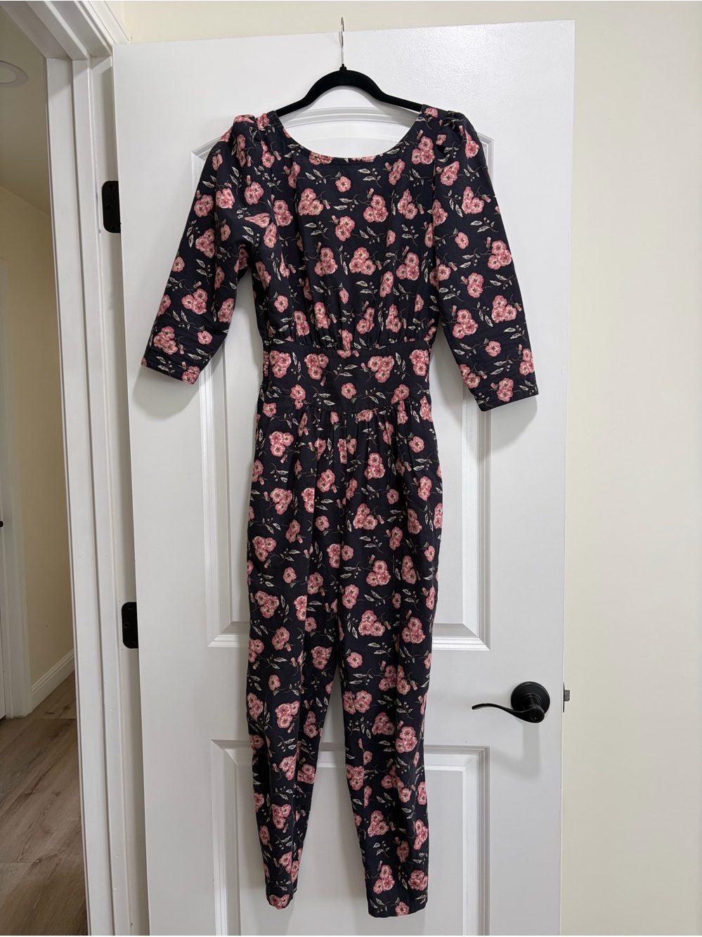 La Vie Rebecca Taylor Adelle Floral Jumpsuit Midnight Navy Pink Cotton.
